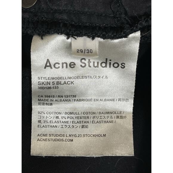 Acne‎ Studios Jeans Womens 29/30 Black Skinny 5 Pockets Mid Rise Stretch Denim - Picture 5 of 12